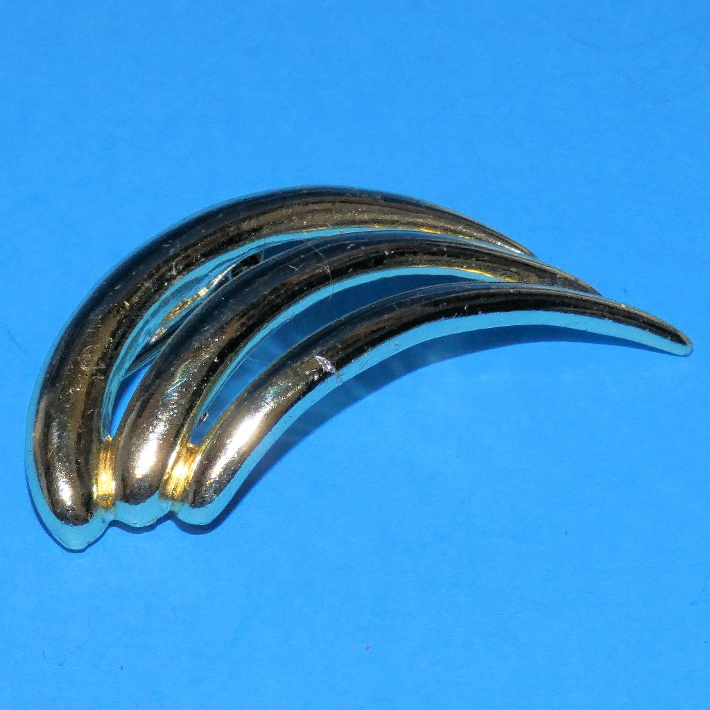 Vintage Piscitelli Brooch Pin Angel Wing Swoosh Triple Bar Leaf Signed